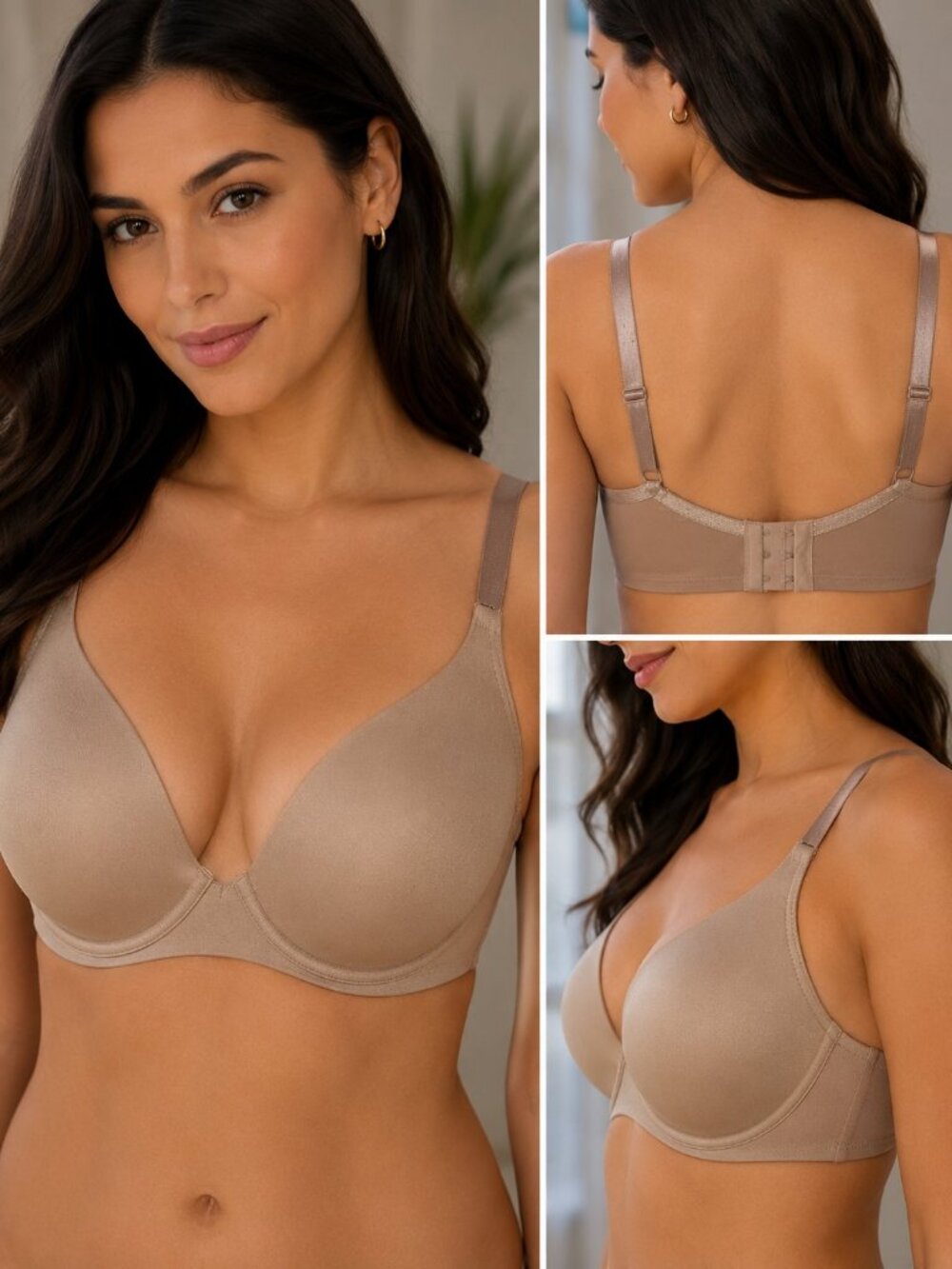 Maidenform 36D Nude Underwire Full Coverage Bra Molded Cups